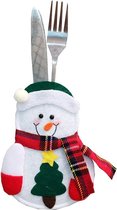Kerst Bestekhouder Kerst Kerstdecoratie Tafel Bestek Zakjes Kerstdiner Sneeuwpop – 1 Stuk