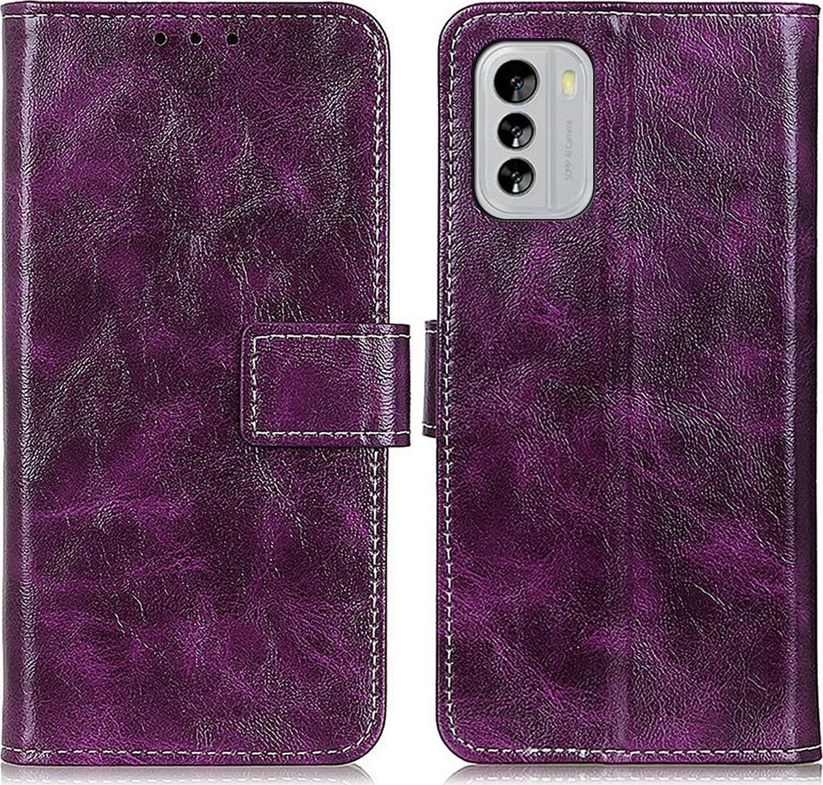 Mobigear Telefoonhoesje geschikt voor Nokia G60 5G Hoesje | Mobigear Basic Bookcase Portemonnee | Pasjeshouder voor 3 Pasjes | Telefoonhoesje voor Pinpas / OV Kaart / Rijbewijs - Paars