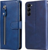 Mobigear Telefoonhoesje geschikt voor Samsung Galaxy S23 Hoesje | Mobigear Zipper Bookcase Portemonnee | Pasjeshouder voor 3 Pasjes | Telefoonhoesje voor Pinpas / OV Kaart / Rijbewijs - Blauw