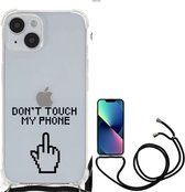 Smartphonehoesje Geschikt voor iPhone 14 Telefoon Hoesje met doorzichtige rand Finger Don't Touch My Phone