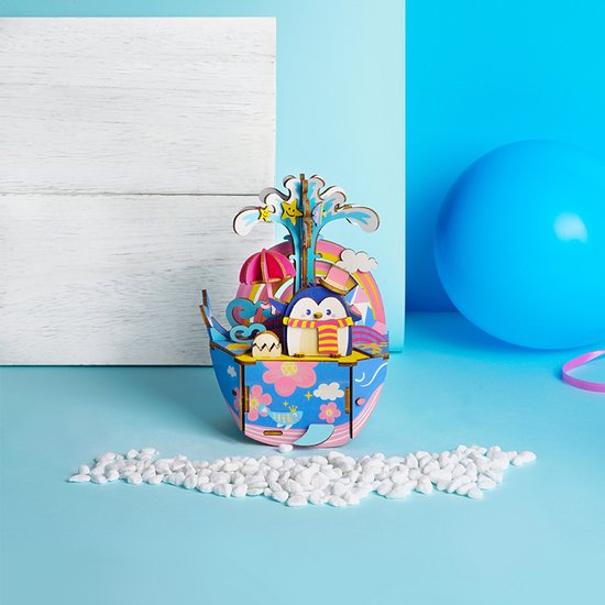 Robotime - Muziekdoos - DIY - 3D - Ocean Park - Houten Modelbouw van Robotime — afbeelding 5