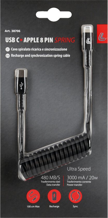 Blaupunkt Typ-C/USB laadkabel met USB-Typ-C Spiraalkabel, 2,4A, zwart Blaupunkt Typ-C/USB laadkabel met USB-Typ-C Spiraalkabel, 2,4A, zwart