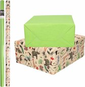 6x Rollen kraft inpakpapier jungle/oerwoud pakket - dieren/groen 200 x 70 cm - cadeau/verzendpapier