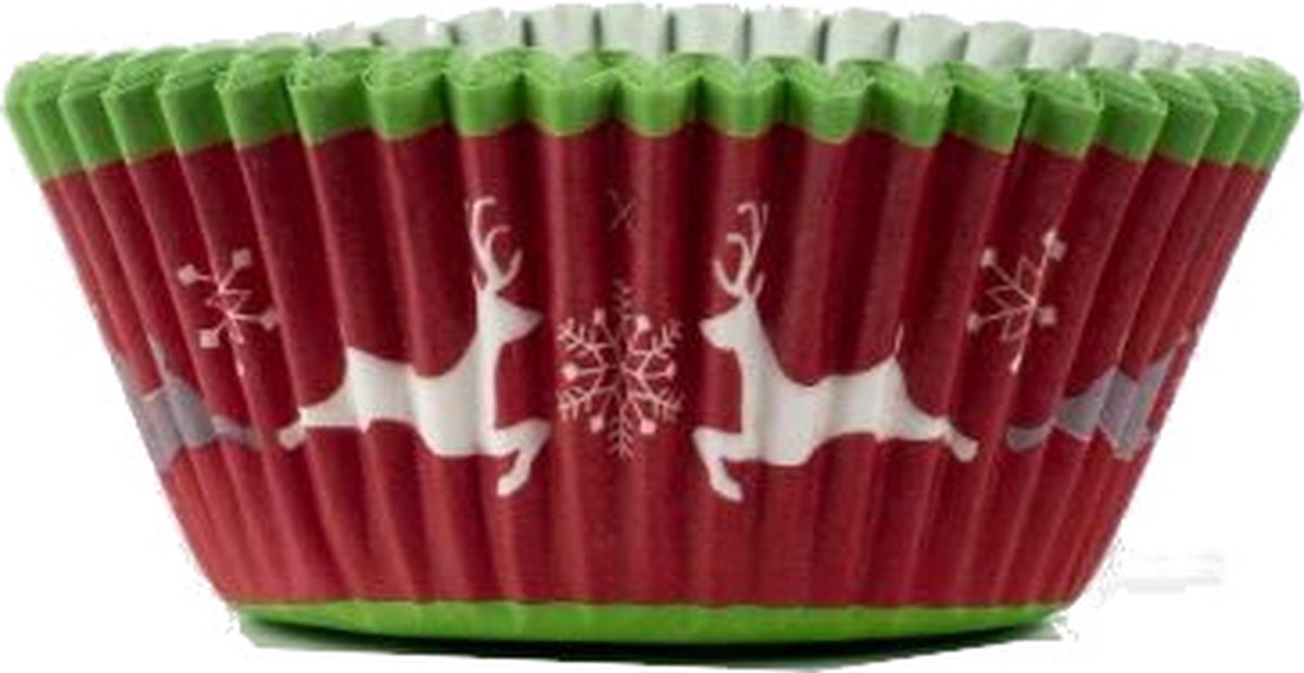 100 Stuks Muffin Cupcake Bakvormen kerstkoek – Papieren Bak Vormpjes – Groen / Rood / Wit