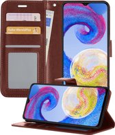 Hoesje Geschikt voor Samsung A04s Hoesje Book Case Hoes Portemonnee Cover Walletcase - Hoes Geschikt voor Samsung Galaxy A04s Hoes Bookcase Hoesje - Bruin