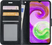 Hoes Geschikt voor Samsung A04s Hoesje Book Case Hoes Flip Cover Wallet Bookcase - Zwart