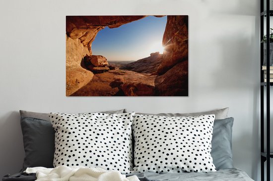 Tableau sur toile - Toile sur toile - Grotte - Désert - Nature - Soleil - Décoration murale - 90x60 cm - Toile - Salon