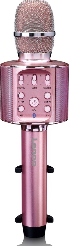 Lenco BMC-090PK - Bluetooth Karaoke Microfoon - Met Speaker en Verlichting  - Roze | bol.com