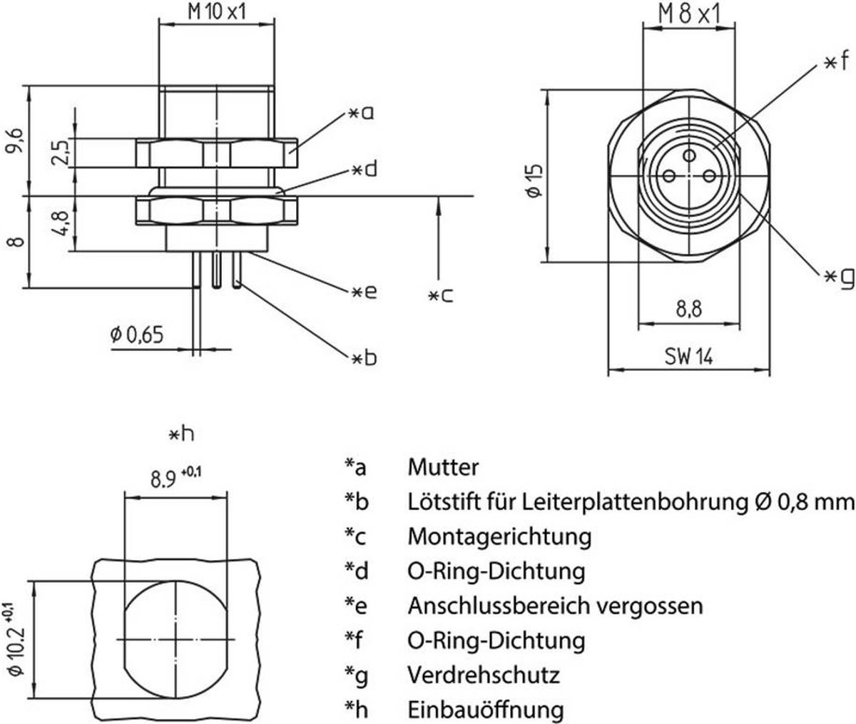 Lutronic 1221 Sensor/actuator steekconnector M8 Aantal polen: 4 Bus, inbouw 1 stuk(s)