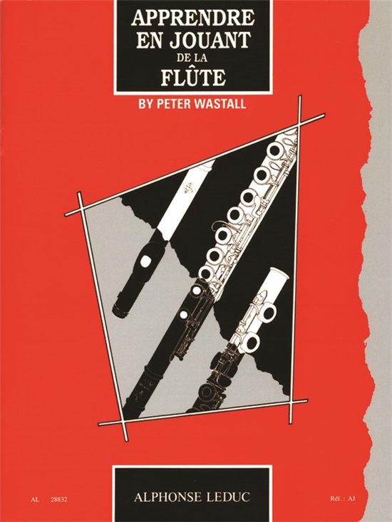 Boek "Apprendre en jouant de la flûte" met illustraties van dwarsfluiten.