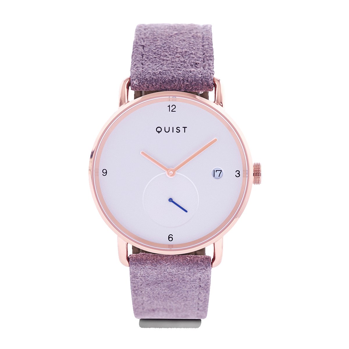 QUIST - Lott dameshorloge - grijs suede - roségoud - zilverwit - 36mm