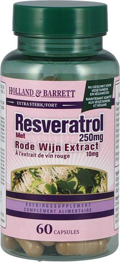 Resveratrol Met Rode Wijn Extract, 250 mg - Holland & Barrett - 60 Capsules - Supplementen