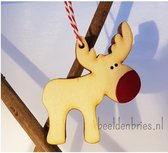 Houten rendieren hanger van hout - Foute kerstbal -  Schattige rendier - Geschenkwaardige kerstballen