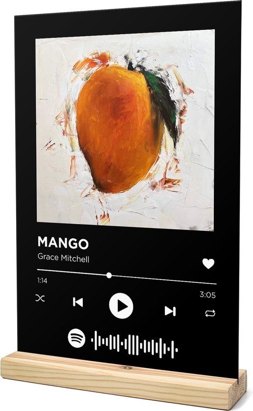 Songr Spotify Plaat MANGO Grace Mitchell 20x30 Zwart Dibond