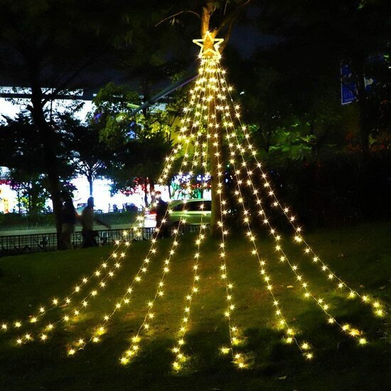 Lumières de Noël extérieures à LED de 24 m, 320 lumières blanches chaudes