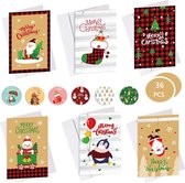 Cartes de vœux de vœux Noël Joyeux Noël Carte 36 cartes de Noël avec 36 enveloppes et 36 autocollants Cartes de Noël pliantes Mini cartes de Noël Ensemble de cartes de Noël