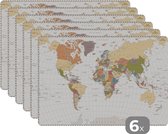 Set de table - Carte - Monde - Marron - 45x30 cm - 6 pièces