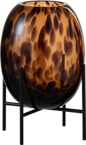 Vase J-Line sur Pied Verre Speckle Marron / Noir 23,5x23,5x12