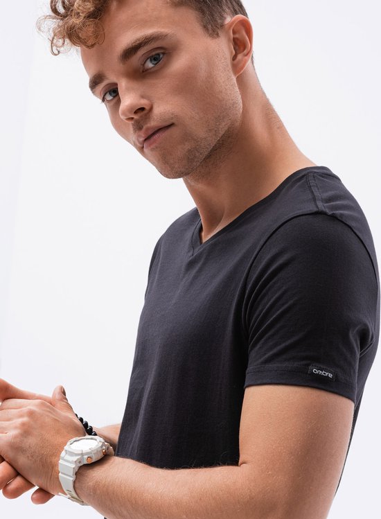 Effen heren tshirt S1369 zwart bol