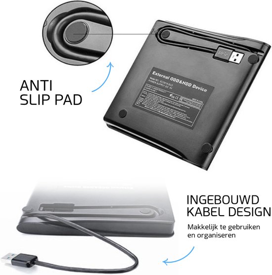 Externe DVD & CD Speler - Externe DVD Speler voor Laptop - Externe DVD Speler Geschikt Voor Windows, Linux & Mac - USB 3.0 - NIEUWSTE VERSIE DVD Speler — afbeelding 5