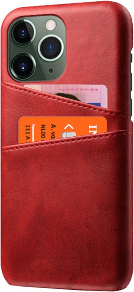 Peachy Duo Cardslot Wallet kunstleer hoesje voor iPhone 12 en iPhone 12 Pro - rood