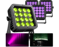 Floodlight RGB - BeamZ StarColor128 - 4 stuks Uplighter met 16 RGBW LED's per lamp - IP65