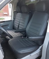 Pasvorm stoelhoezen set (stoel en duobank) Volkswagen Transporter T5 2003 t/m 2015 - Kunst leer zwart