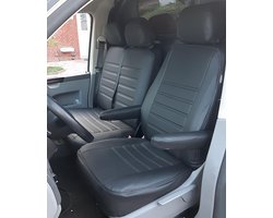 Pasvorm stoelhoezen Volkswagen T5 2003-2015 (geschikt voor stoel en duobank) - Kunstleer zwart