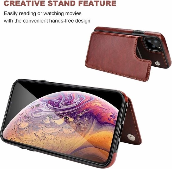 Coque portefeuille ShieldCase adaptée pour Apple iPhone 12 Pro Max - 6,7 pouces - marron + protection d'écran en verre