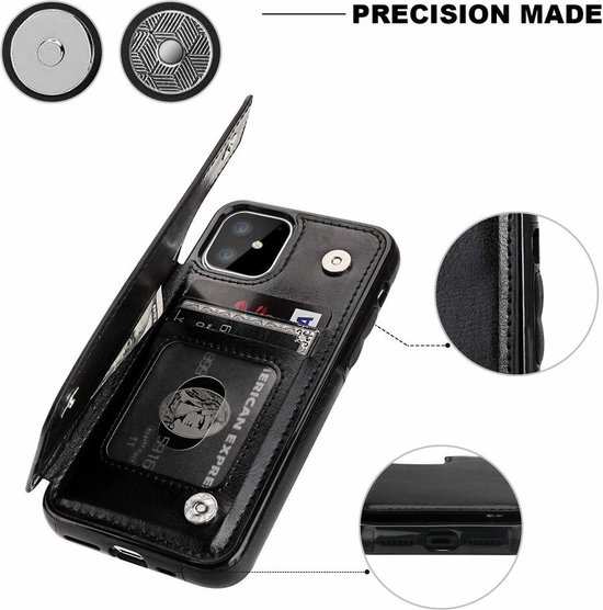 Étui portefeuille ShieldCase Convient pour Apple iPhone 12 Mini - 5,4 pouces - noir + protecteur d'écran en verre