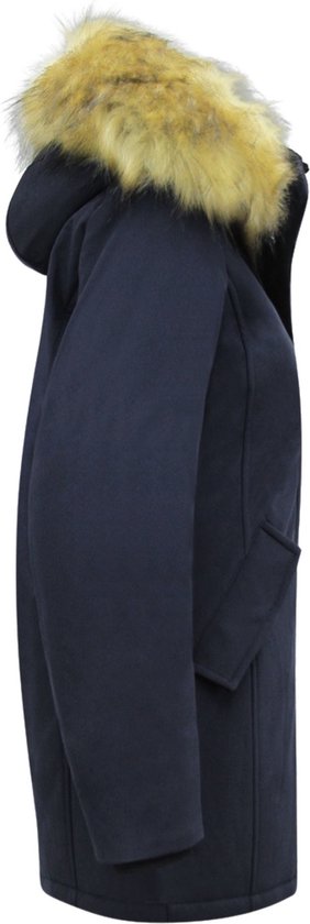 MATOGLA Manteau d'hiver pour femme avec col en imitation fourrure - Coupe slim - Blauw