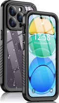 SBG Waterdicht Transparant Hoesje geschikt voor Apple iPhone 14 Pro | Shockproof | Onderwater tot twee meter | Antislip greep | IP68-gecertificeerd | Doorzichtig / Zwart