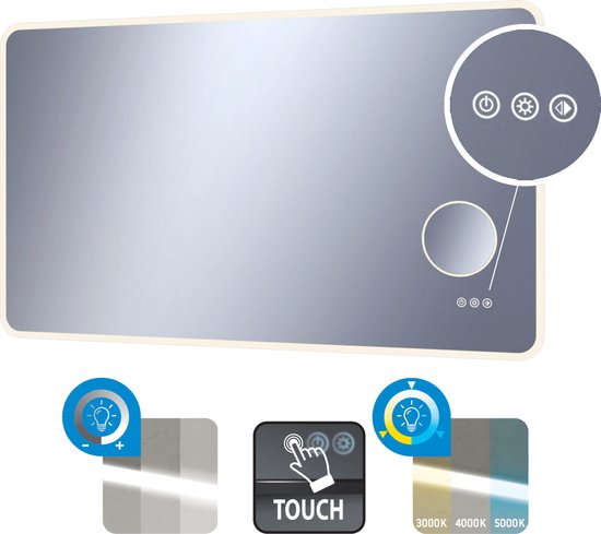 Miroir Salle De Bain LED – 40x50cm – 3 Lumières Réglables (Chaud/Neutre/Blanc) – IP44 – Interrupteur Tactile – USB - 6
