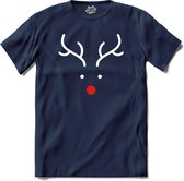 Kerst hert - T-Shirt - Meisjes - Navy Blue - Maat 12 jaar
