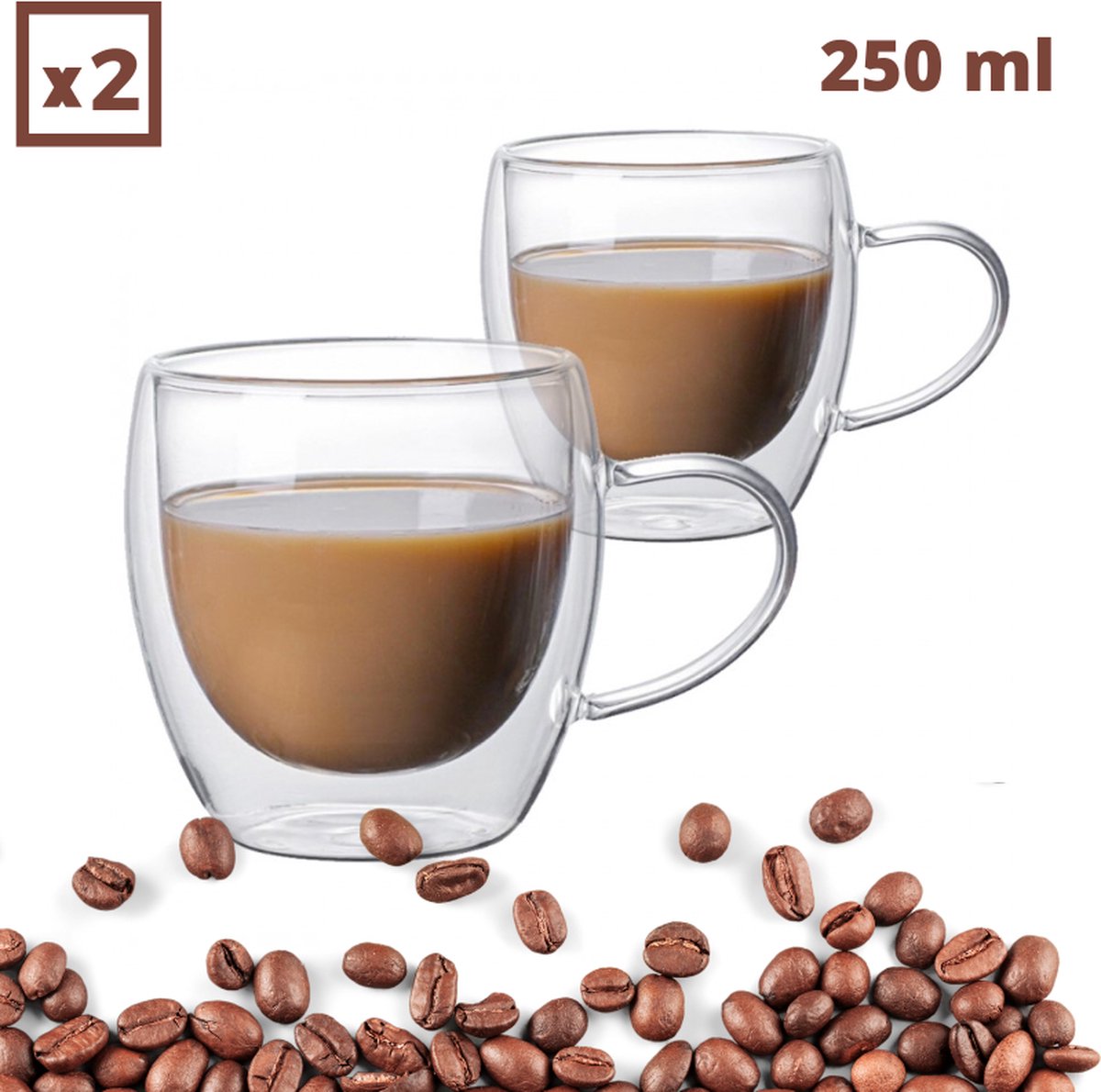 Chimneys Blend - Set van 2 Dubbelwandige Koffieglazen 250ml - Cappuccino Glazen - Cappuccino Glazen - Koffieglazen Dubbelwandig - Latte Glazen - Koffieglazen - 250 ml - 2 Stuks – Handgemaakt