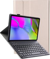 Hoes Geschikt voor Samsung Galaxy Tab A 10.1 2019 Hoes Toetsenbord Hoes Case Book Cover Hoesje - Hoesje Geschikt voor Samsung Tab A 10.1 (2019) Keyboard Hoes - Goud