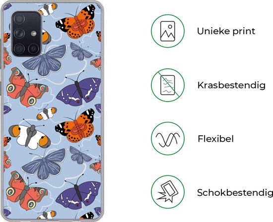 Coque Samsung Galaxy A51 - Filles - Papillon - Oranje - Motifs - Fille - Kids - Enfants - Meiden - Coque de téléphone en Siliconen
