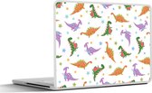 Laptop sticker - 13.3 inch - Dino - Patronen - Sterren - Jongens - Meisjes - Kinderen - Kids - 31x22,5cm - Laptopstickers - Laptop skin - Cover