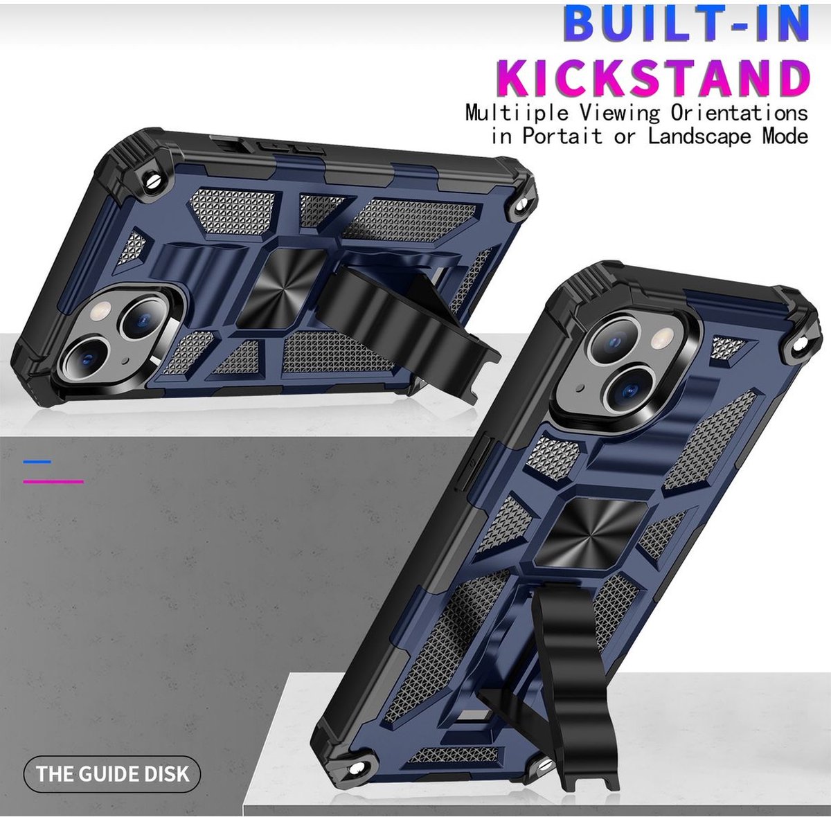 Mobigear Hoesje geschikt voor Apple iPhone 13 Pro Telefoonhoesje Hardcase | Mobigear Armor Stand Backcover Shockproof met Standaard | Schokbestendig iPhone 13 Pro Telefoonhoesje | Anti Shock Proof - Goud