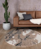 Rond hoogpolig vloerkleed Marble Artisan - beige 80 cm rond