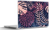 Laptop sticker - 17.3 inch - Bladeren - Tropisch - Patroon - Meisjes - Kinderen - Roze - Meid - 40x30cm - Laptopstickers - Laptop skin - Cover