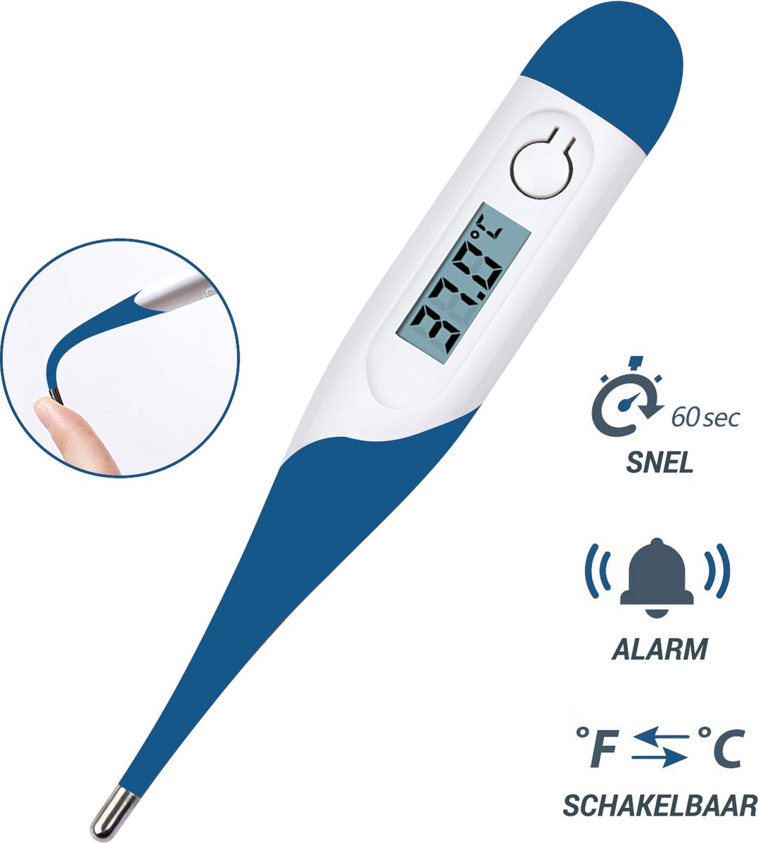 Thermometer lichaam - Koorts - Koortsthermometer voor volwassenen - Blauw -  Incl.... | bol.com