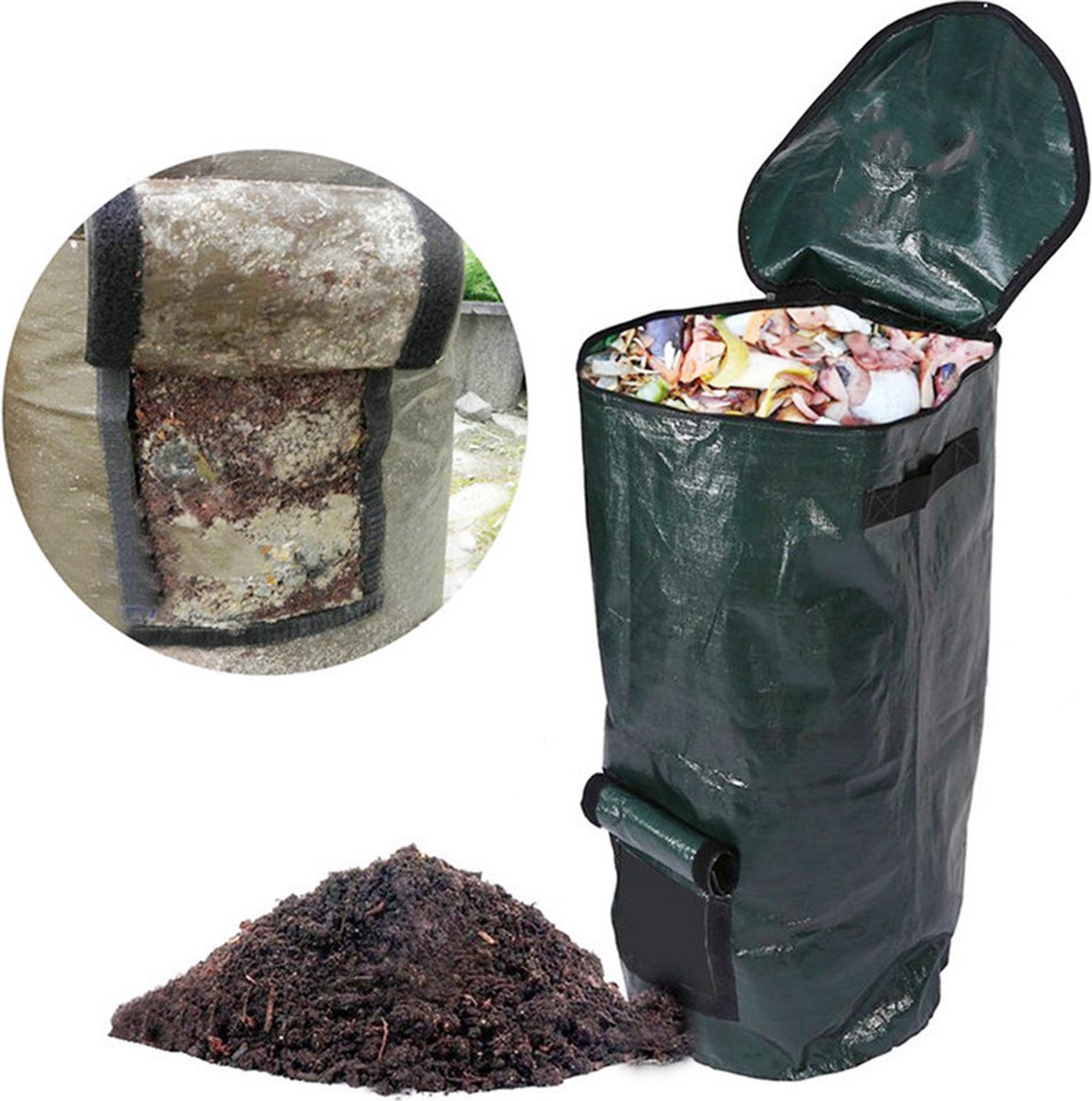 TDR - Sac à compost de jardin grande capacité - 45 x 45 x 80 cm - 162  litres - Vert foncé