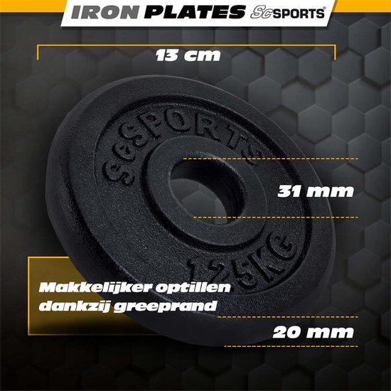 ScSPORTS Halterschijven set 5 kg - 2 x 2,5 kg - Gietijzer