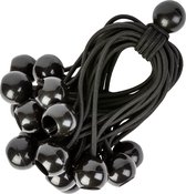 PRETEX Bungee Ballen mit Koorden 25st x 15 cm Universele Elastische Banden - Zware Bal Bungees Perfect voor Kamperen, Vlaggen en Zeildoekbevestigingen - Zwart
