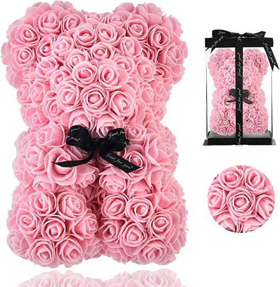Rozen teddy beer - 25 cm - Valentijn special - cadeau voor haar - romantisch cadeau - liefde - Rose teddy - Rose bear - moederdag - baby roze