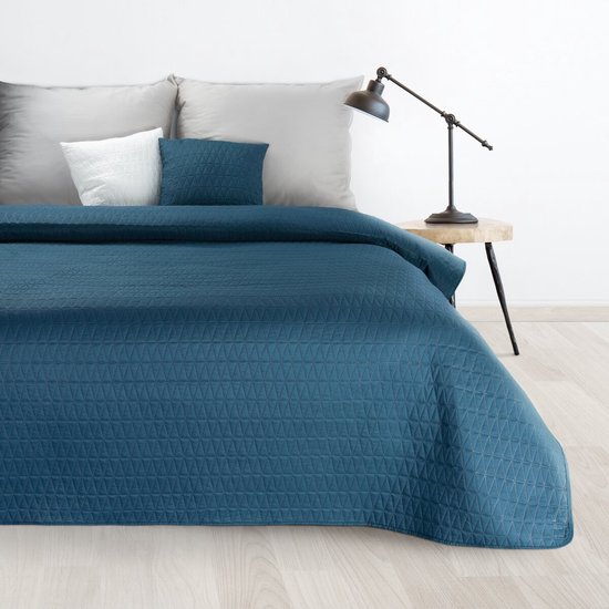 Oneiro’s luxe BONI Type 3 Beddensprei Blauw - 170x210 cm – bedsprei 2 persoons – beddengoed – slaapkamer – spreien – dekens – wonen – slapen