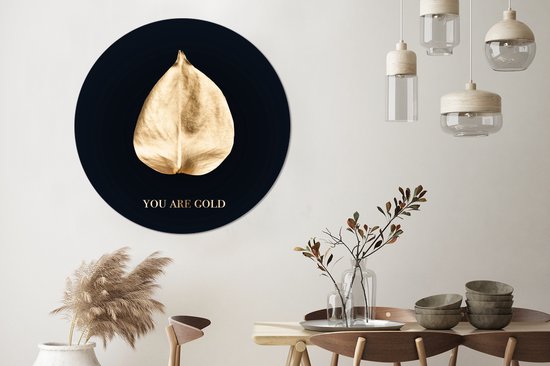 Feuille d'or avec la citation - Vous êtes or - ⌀ 120 cm - peinture ronde - cercle de papier peint - cercle mural - cercle vivant - autocollant & découpe ronde