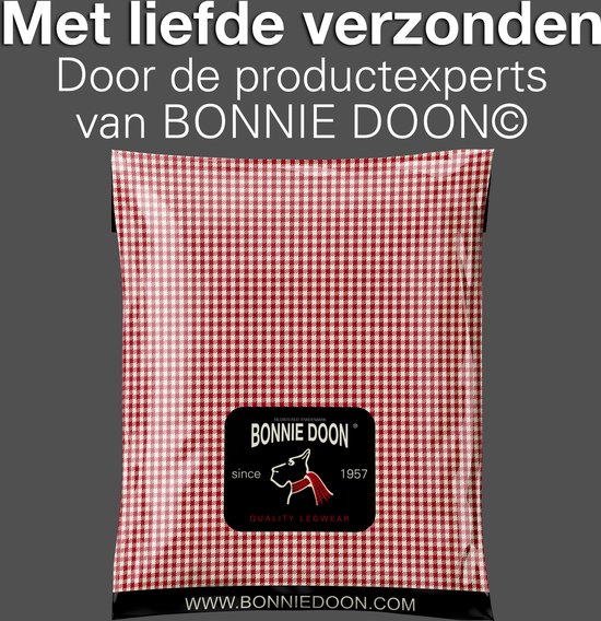 Emballage Bonnie Doon à imprimé à carreaux rouge et blanc avec le texte "Envoyé avec amour".