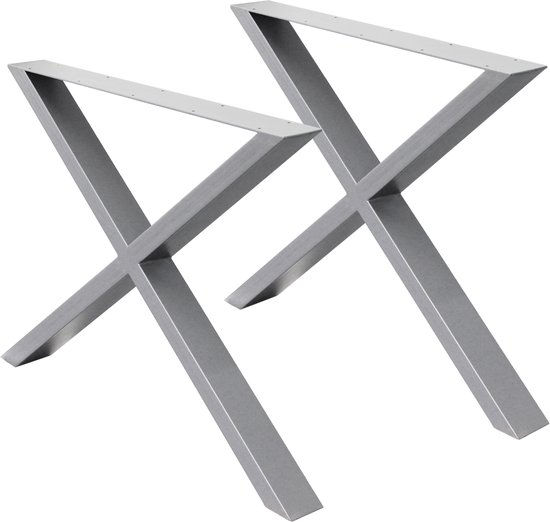 Set van 2 tafelpoten X-Design grijs, 60x72 cm, gepoedercoat staal